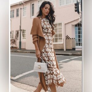 Petal & Pup Pierre Gold and White Floral Lace Maxi Dress